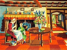 Large Tapestry Needlepoint Completed / Finished Margot de Paris 29" x 17"