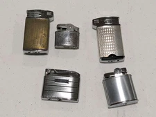 Lot Of 5 Vintage Cigarette Lighters Ronson Cmc Mixed Adonis Triumph