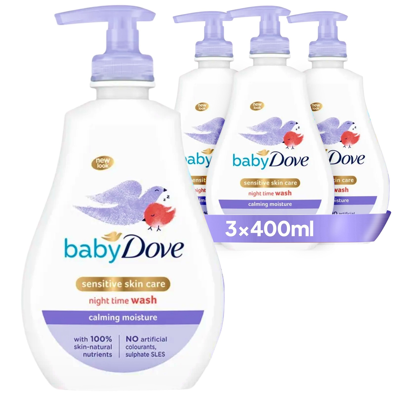 Baby Dove Calming Moisture Head to Toe Wash – Gentle 400 ml (Pack of 3)