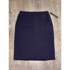 Tahari NWT Size 2 Navy Blue Pencil Skirt Womens Chic Quiet Luxury Minimalist