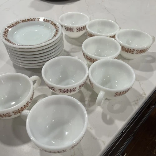 Vintage Pyrex Copper Filigree Tea Coffee Cup 701 Tea Coffee Cup With Saucers 8