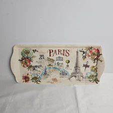 Melamine Serving Tray by Home Essentials -Paris Eiffel Tower & Floral Map Design