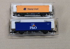 2x Fleischmann Spur N Containertragwagen 8239 + 8242 Hapag-Lloyd P&O