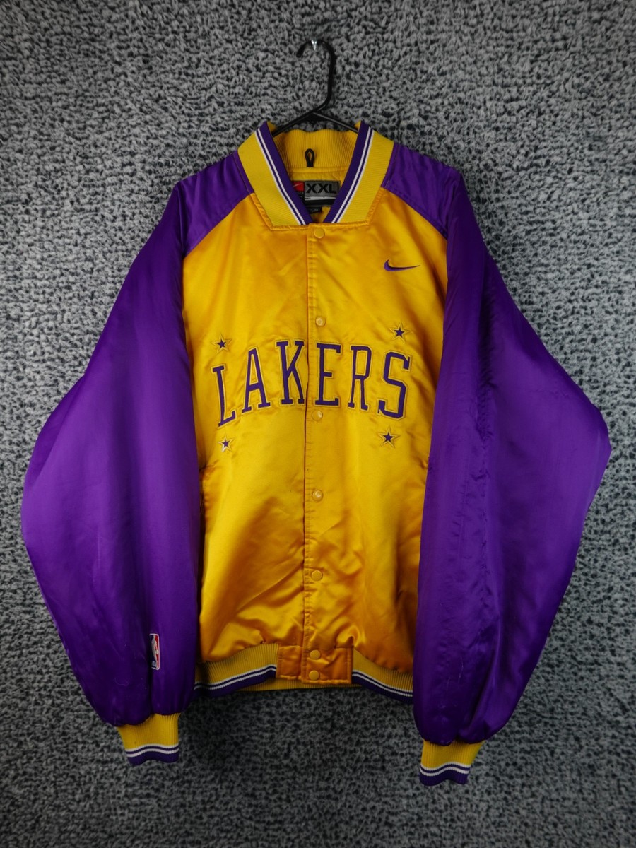 Nike Mens Yellow Purple NBA-Basketball Los Angeles Lakers Bomber Jacket  Size 2XL