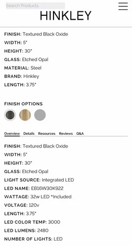 Hinkley 51383TBX Grace Textured Black Oxide Light (New Open Box) - Picture 9 of 9