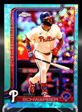 2025 Topps Chrome Logofractor Kyle Schwarber #31 Aqua Refractor /199
