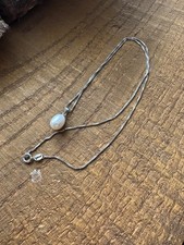 New Classic Elegant White Pearl Sterling Silver Women's Necklace 20" Box Chain