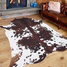 Cowhide Rug 4.6X5.2 Ft Cow Rug Rustic Chic Western Rugs for Bedroom Living Room