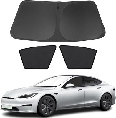 Foldable Front Windshield Sun Shade for Tesla Model S 2012-2024, Anti-UV, 3PCS