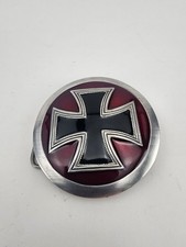 Gothic Cross Belt Buckle   Black, Red, Silver 3"x3"