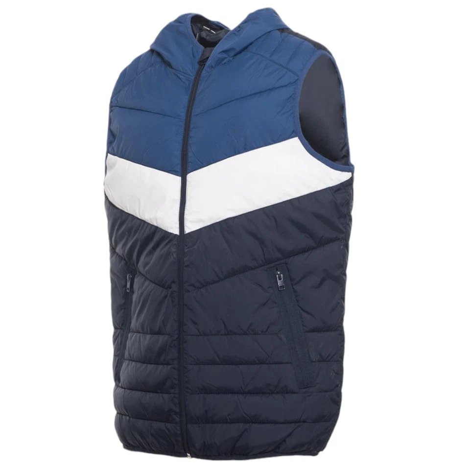 Jack and Jones Puffer Jacket Mens Summer Sleeveless Body Warmer Padded Hoodie - Image 4 of 4