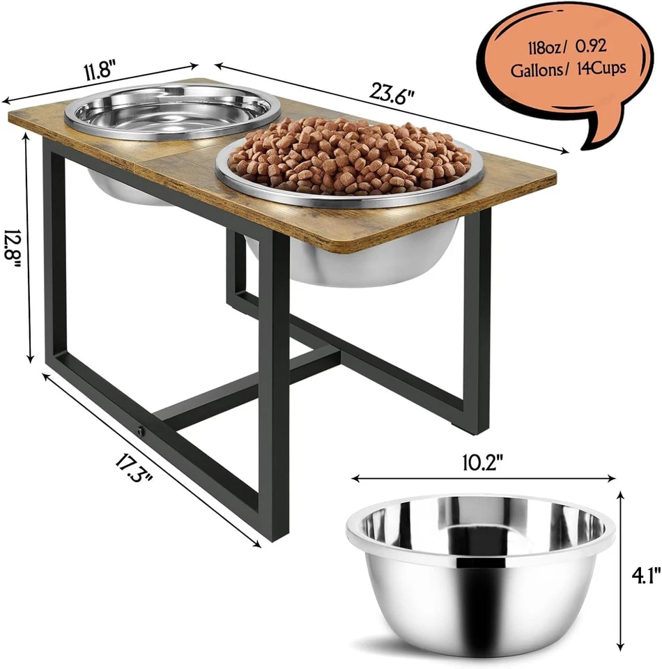 Cuencos elevados para perros grandes, soporte elevado para tazones para perros con dos manchas X-grandes Foto 2 de 4