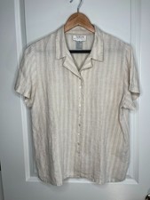 Talbots Sz 14P Tan/cream 100% Linen Irish Sho...