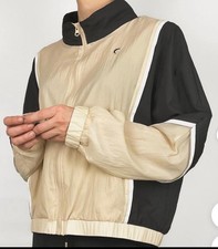 Zyia Active colorblock Black sne Tan zip up windbreaker jacket sz Sm NWT