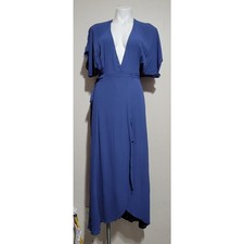 Reformation Wooster Wrap Dress Women XS Blue Bluebird Viscose Drape Sleeve
