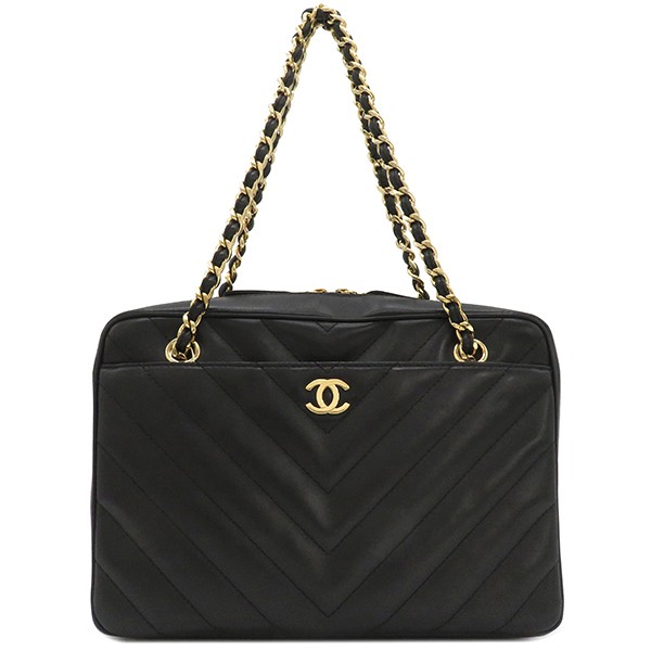 Chanel Shoulder Bag Chevron Chain Black V Stitch 799602