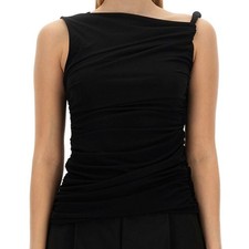 Helmut Lang black draped twisted tank Top asymmetrical evening minimal med NEW