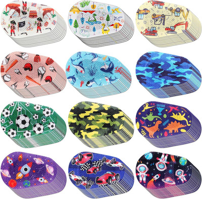 120 Pcs Adhesive Eye Patches for Kids Boys, 12 Styles Eye Patches Cute Boys Todd