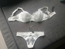 NEU Escora Faye 80D Spitzen-BH Boselli-Satin Hebe-BH BH + String L UVP 200€