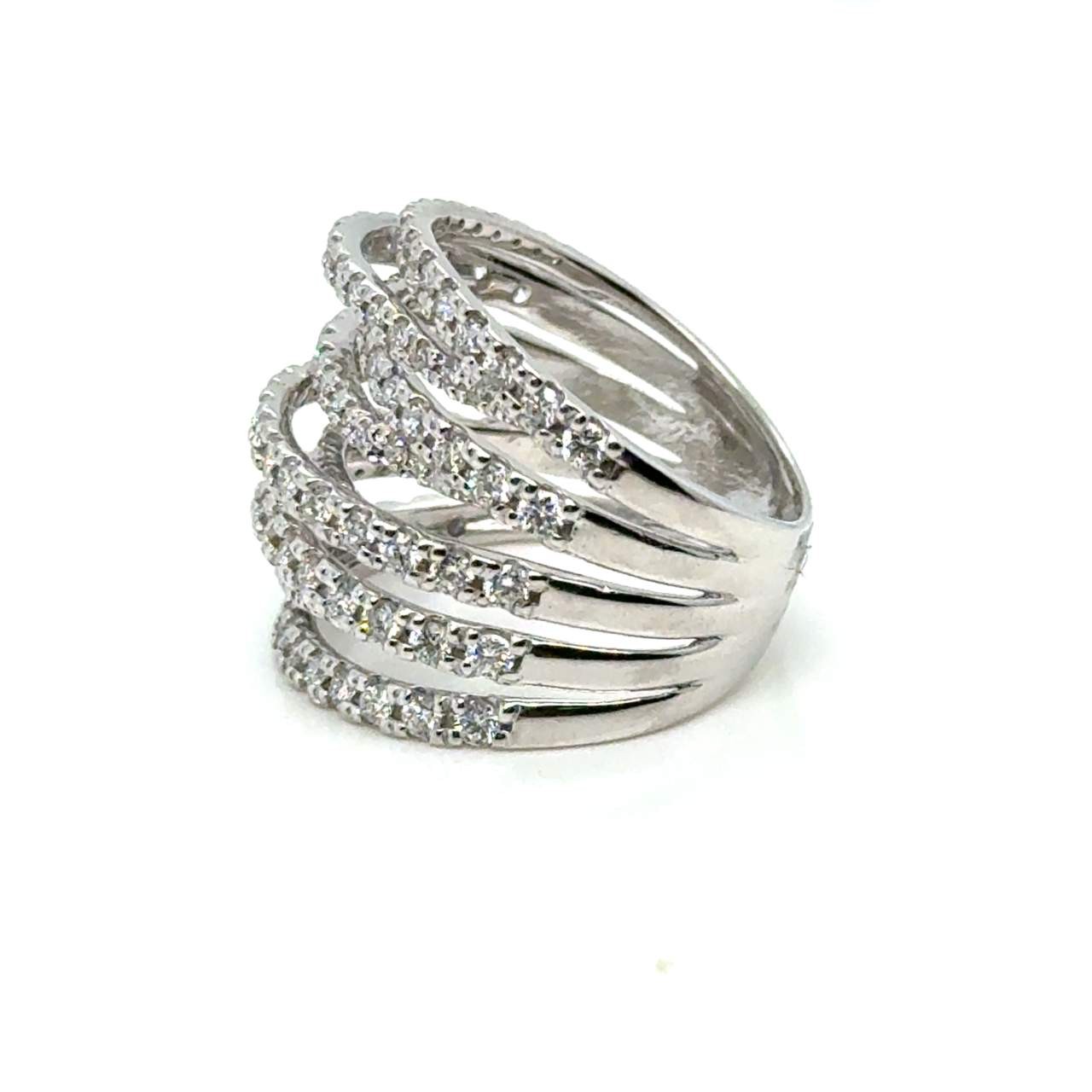 14K Open Stack Diamond Ring White Gold - image 2