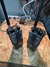 Motorola HT90 Handheld Radio Walkie Talkie lot. Rare AA battery option VHF cases