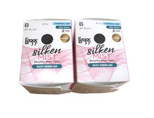 New 4 Pairs Women's Leggs Silken Mist Black Control Top Pantyhose Tights B