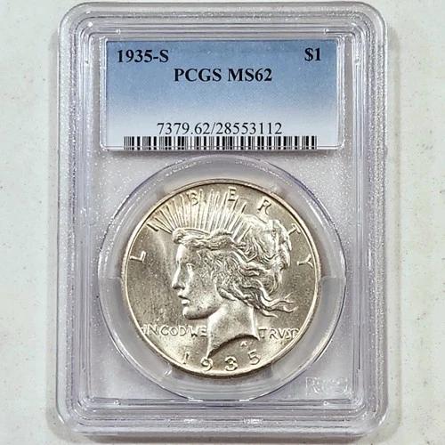 Better Date 1935-S Peace Dollar PCGS MS62 ~ Scarcer Final Years Issue