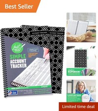 Stylish Black Checkbook Register Cash Log - 2-Pack for Organized Finances