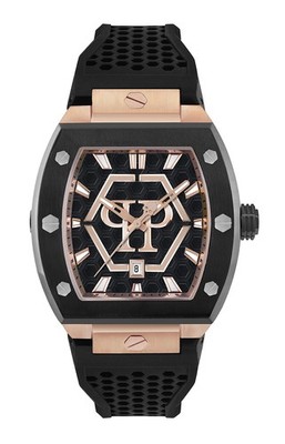 Philipp Plein Black Mens Analogue Watch The Hexagon Phantom PWPUA0124
