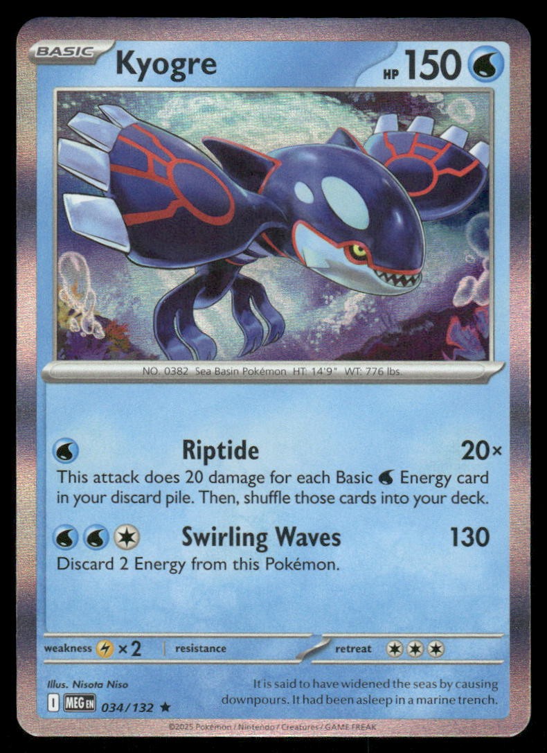 Kyogre Holo Rare ME01: Mega Evolution 034/132 LP-NM