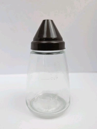 Vintage 1970s Federal Housewares Chicago Glass Sugar Shaker Brown Top 6" Tall