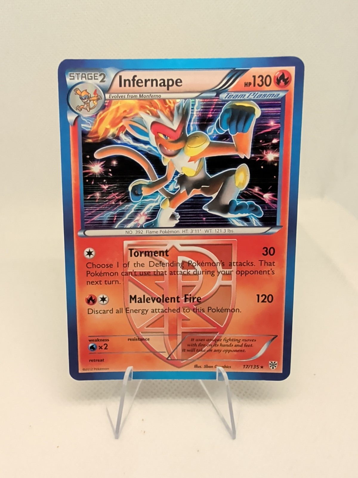 Infernape (Team Plasma) 17/135 Plasma Storm Holo rare pokemon card NM