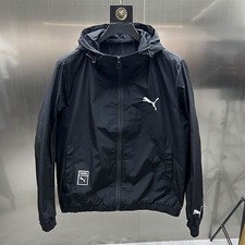 Puma Style Hooded Windbreaker   Black  White Lightweight Zip-Up Jacket Rep