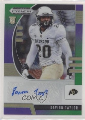 2020 Prizm Draft Picks Rookies Purple & Green Davion Taylor Rookie Auto RC 03xg