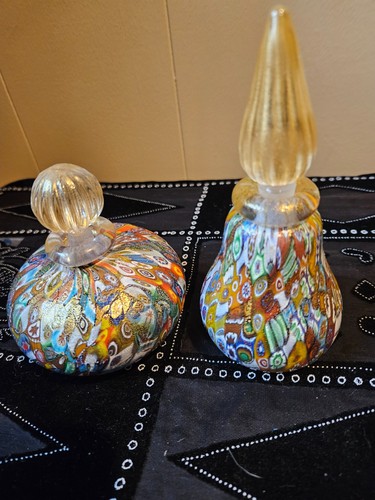 Murano millefiori perfume bottle set with stoppers