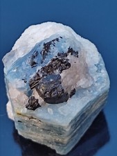 Natural Blue Aquamarine Crystals with Tourmaline &Feldspar (CG 952) Daylight Pix