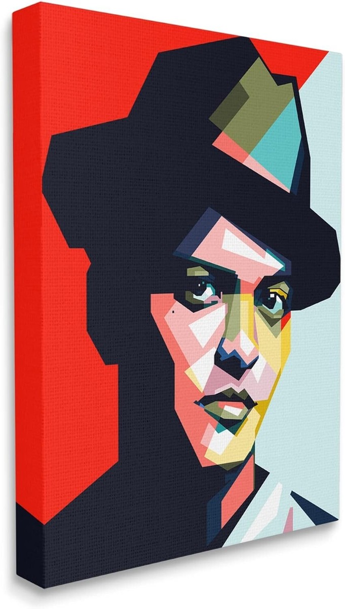 Stupell Bruno Mars Modern Pop Portrait Abstract Geometric Pattern