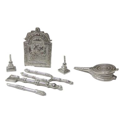 Melody Jane Puppenhaus-Kamin-Set 1:24 – Miniatur-Kamin Mit Zubehör – 7-teilig – Aus Zinn, Hergestellt In England