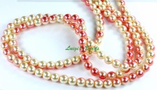 75 Pink/Creme CZECH Glass Pearl Coated Round Beads 6mm