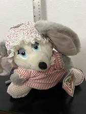 Applause Sugarplum Girl Plush Mouse 10" Christmas Type Pajamas Red 1988 No 21336