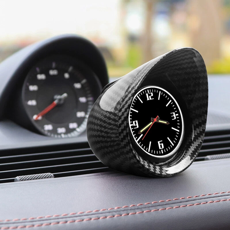 1PC Car Dashboard Clock Carbon Fiber Automotive Black Backlight Light Part - Image 2 of 4