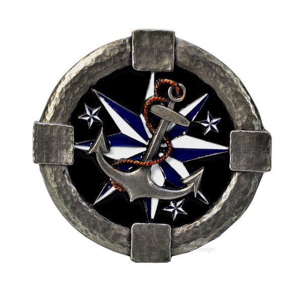 Rockabilly Belt Buckle Maritim GüRtelschnalle Star Tattoo Anker Nautic *452-image