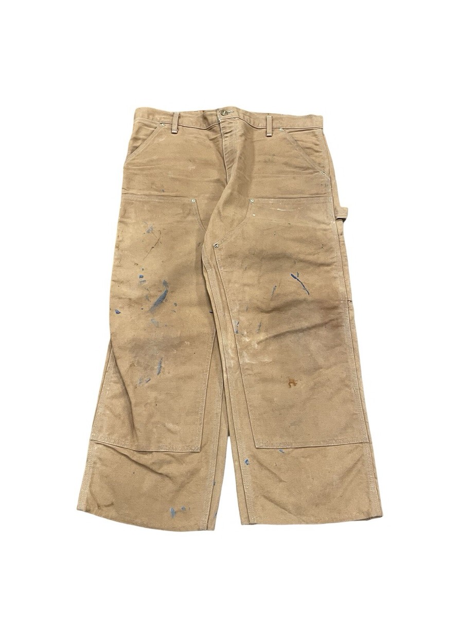 パンツ carhartt double Knees denimpainterpants RARE VTG Carhartt Double Knee Faded Blue Canvas WIP Workwear