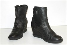 PATAUGAS Bottines Compensées Cuir Souple Noir Lanières T 40 TBE