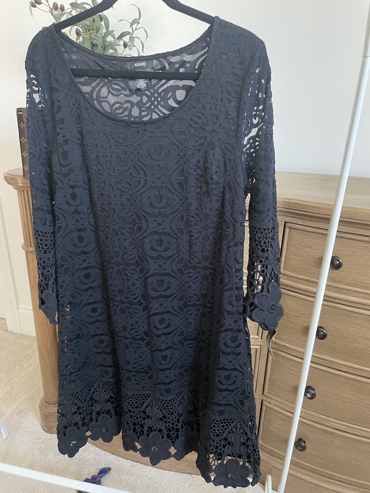 alfani black lace cocktail dress xl Women’s stretch NWT New-image