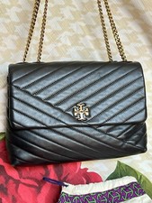 Image of Tory Burch Kira Chevron Convertible Shoulder Bag/ Black/$598
