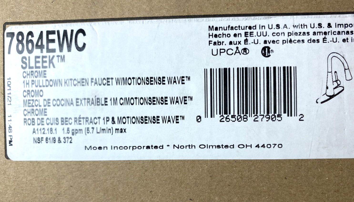 🆕 Moen 7864EWC Sleek One-Handle Touchless Pulldown Kitchen Faucet - Chrome $369