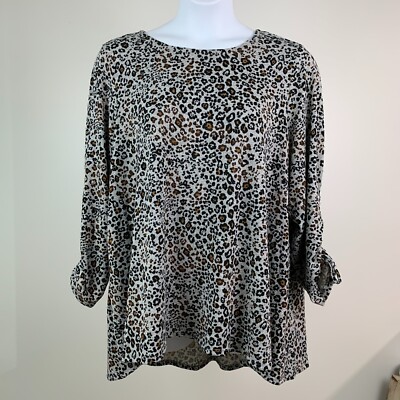 Zac & Rachel sz 2X Tunic Hacci Knit Animal Print Top Flowy New NWT
