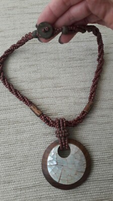 Collana Africana In Legno Con Mappa | Perline 8mm E Ciondolo Unisex Hip Hop - Lunga 90cm - 4