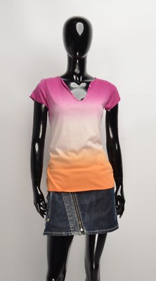 Women's Zadig & Voltaire Multicolor Gradient V-Neck T-shirt Top Size S?